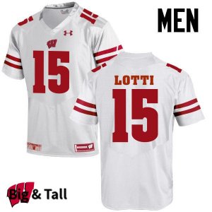 Men's Wisconsin Badgers NCAA #15 Anthony Lotti White Authentic Under Armour Big & Tall Stitched College Football Jersey ZY31Z35OT